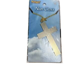 Halloween Spirit Gold Toned Cross Necklace For Nun Monk Priest 4 Inches